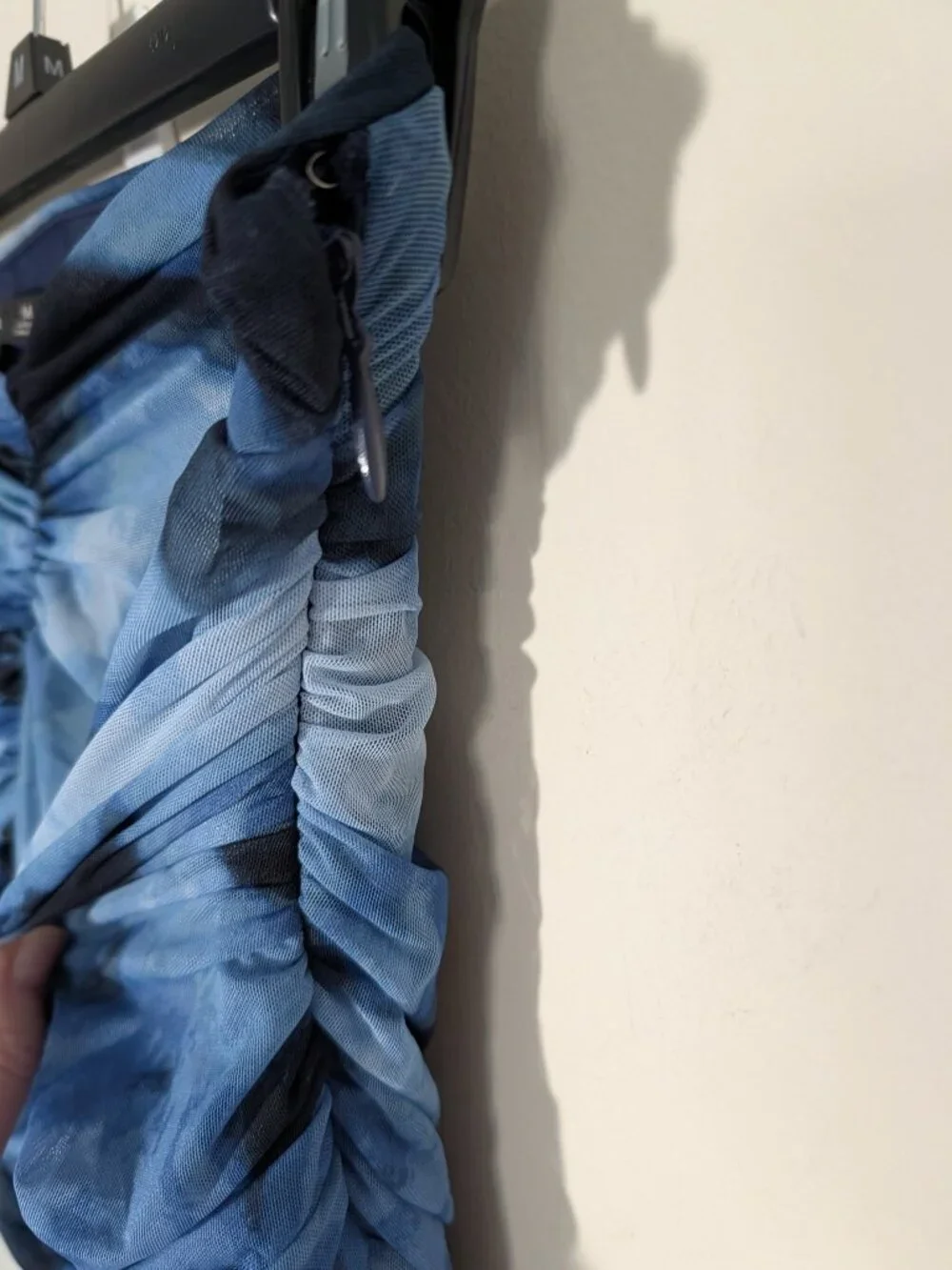Strapless Ruched Mesh Maxi Dress Size M Blue